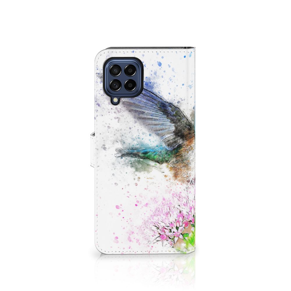 Samsung Galaxy M53 Hoesje Vogel kolibrie bloem design voorkant