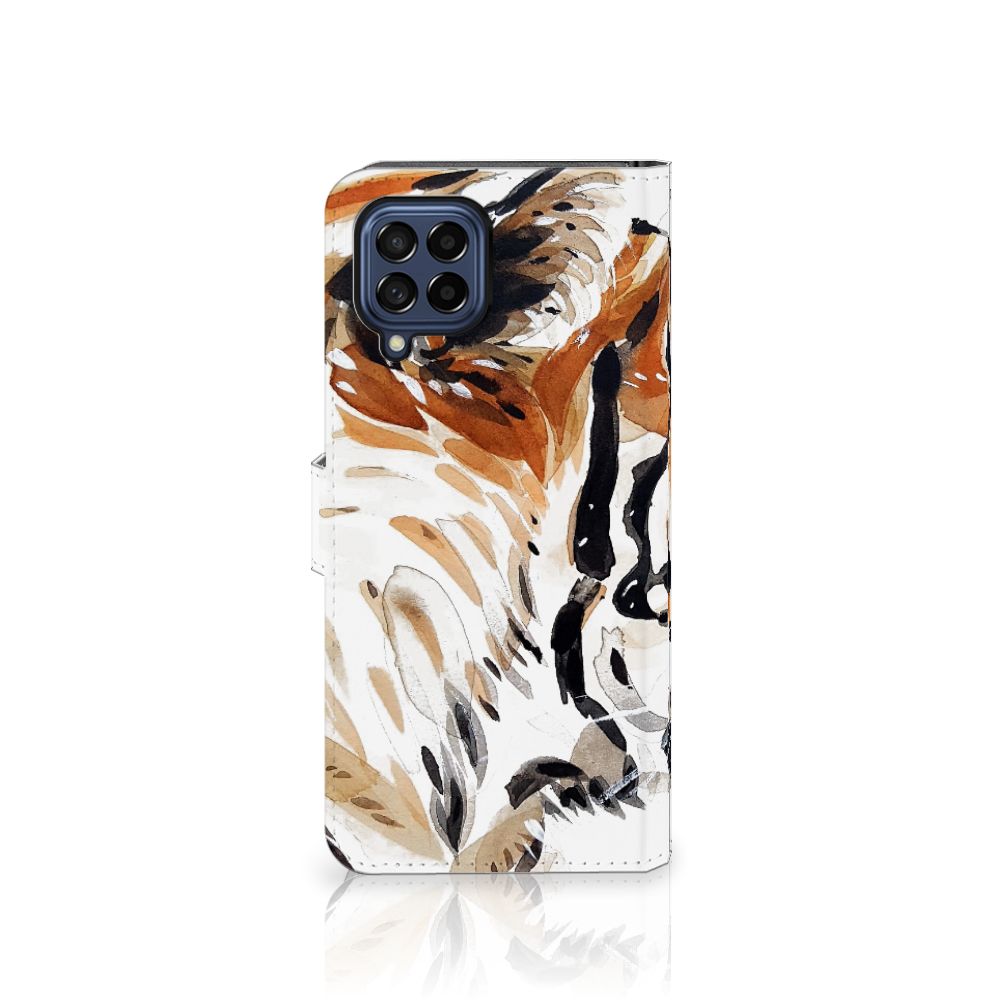 Samsung Galaxy M53 hoesje Watercolor Tiger zijaanzicht