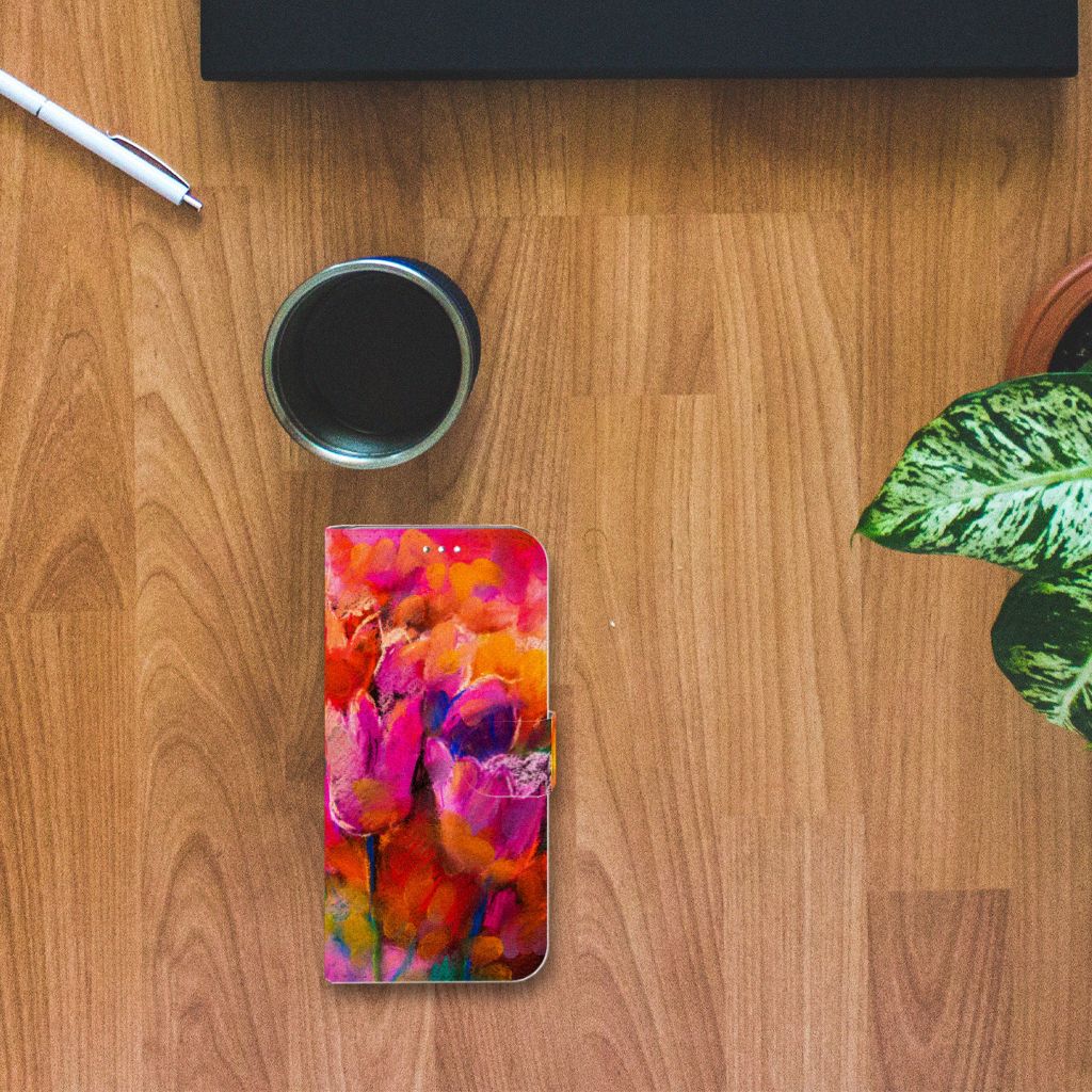 Hoesje Samsung Galaxy S10 Plus Tulips kleurrijk bloemen design bovenaanzicht