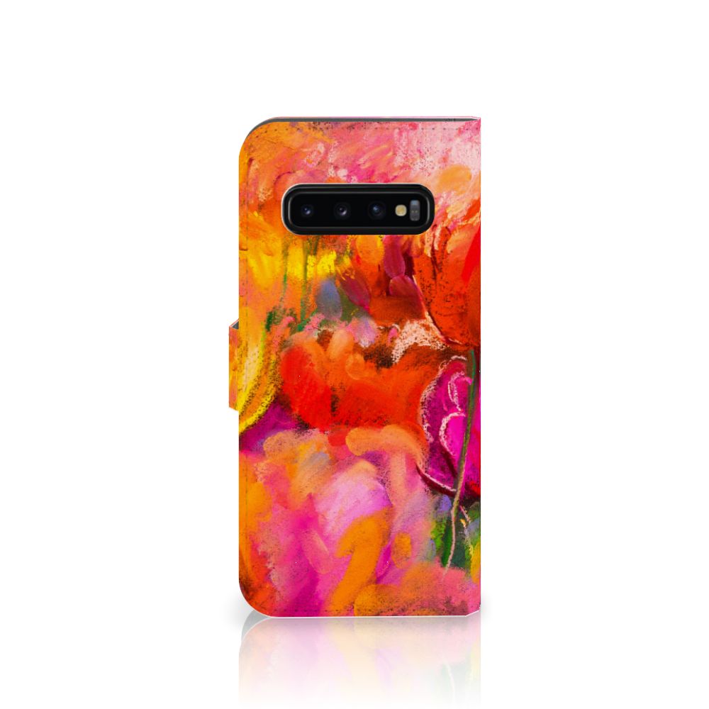 Hoesje Samsung Galaxy S10 Plus Tulips design kleurrijk aanzicht