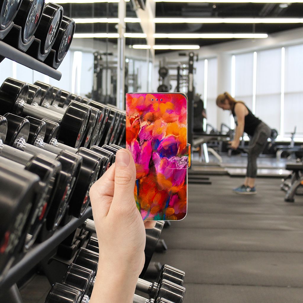 Hoesje Samsung Galaxy S10 Tulips kleurrijk artistiek design aanzicht
