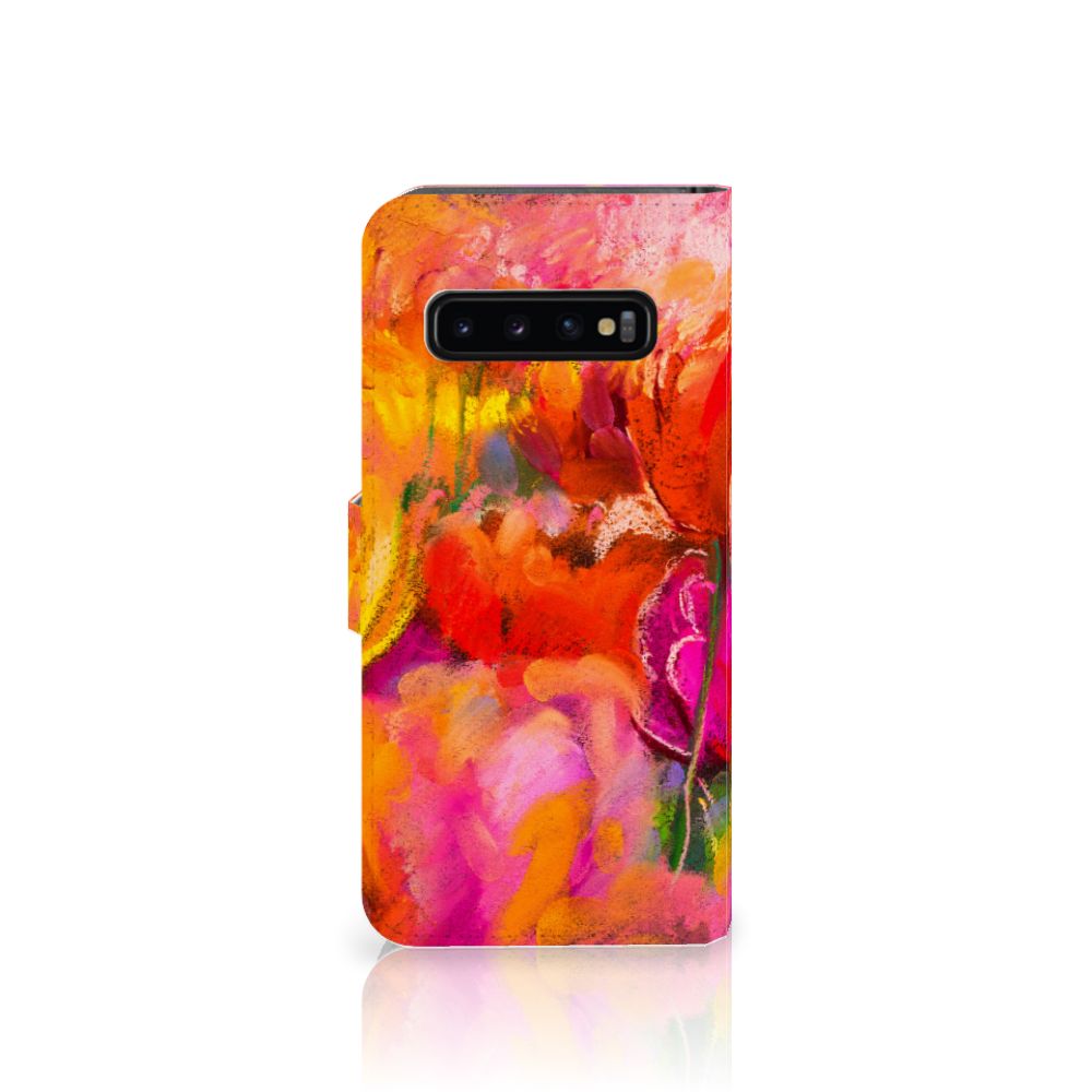 Hoesje Samsung Galaxy S10 Tulips telefoonhoes kleurrijk design tulpen aanzicht