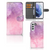Samsung Galaxy S22 hoesje Pink Purple Paint bookcase front zij aanzicht