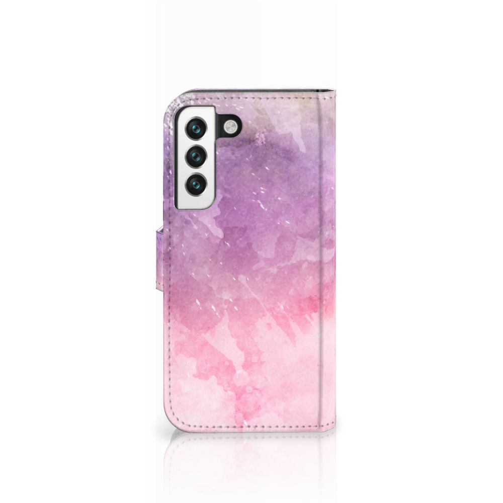 Samsung Galaxy S22 hoesje Pink Purple Paint bookcase design aanzicht