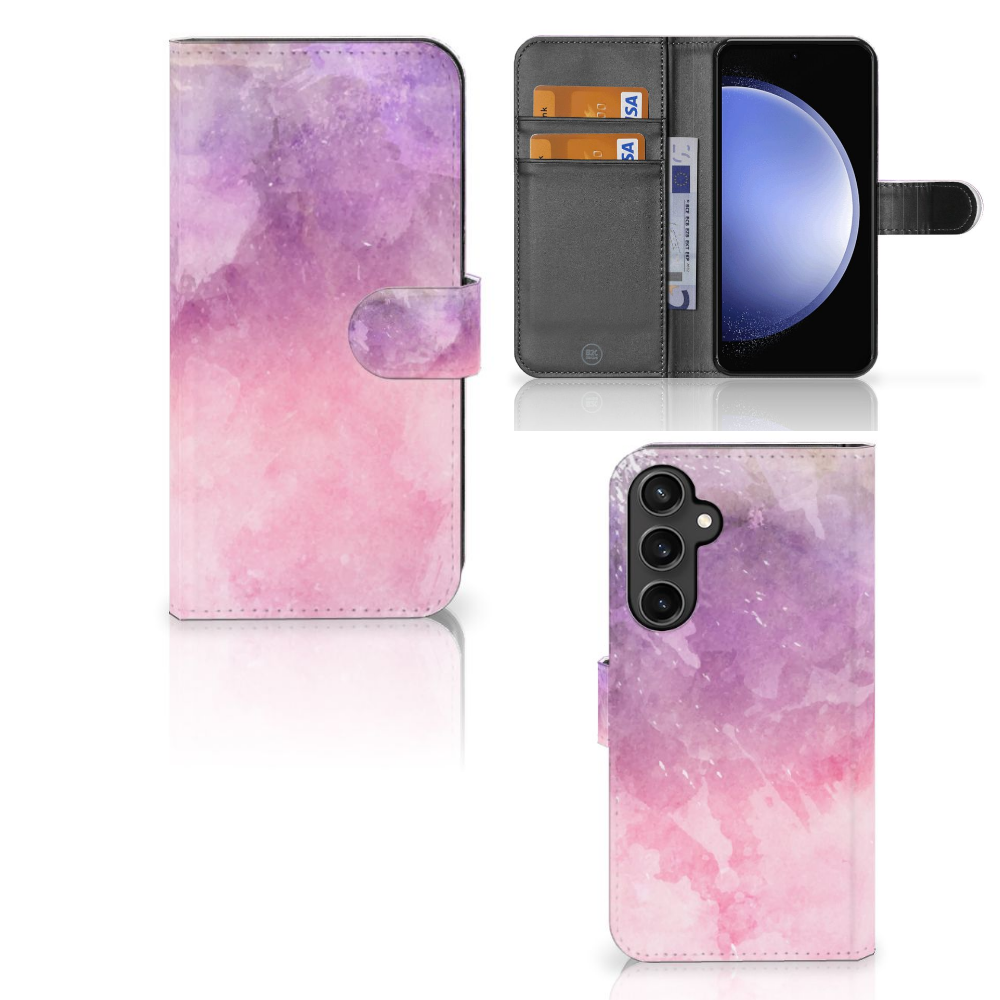Samsung Galaxy S23 FE hoesje Pink Purple Paint bookcase aanzicht