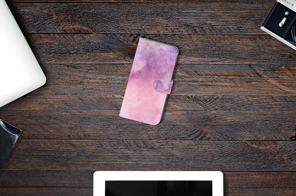 Hoesje Samsung Galaxy S23 FE Pink Purple Paint bookcase model bovenaanzicht