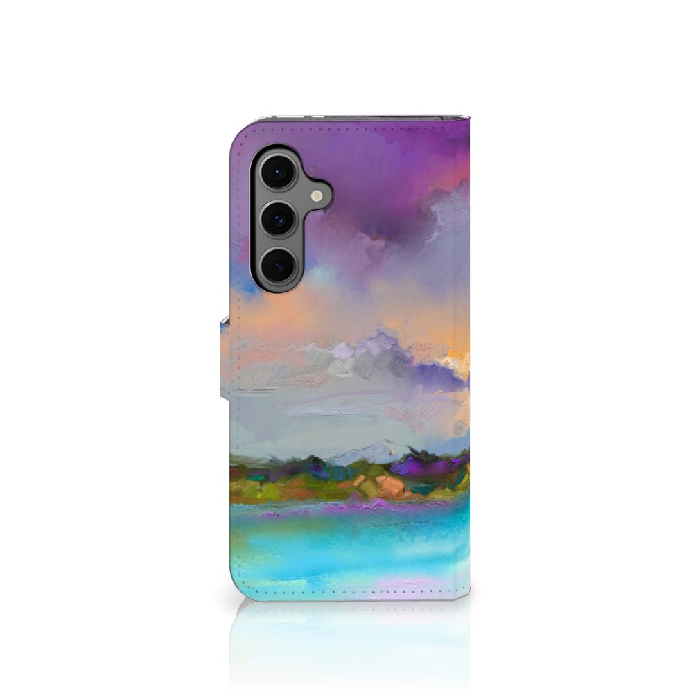 Hoesje Samsung Galaxy S24 FE Boat artistiek abstract ontwerp kleurrijke boot aanzicht