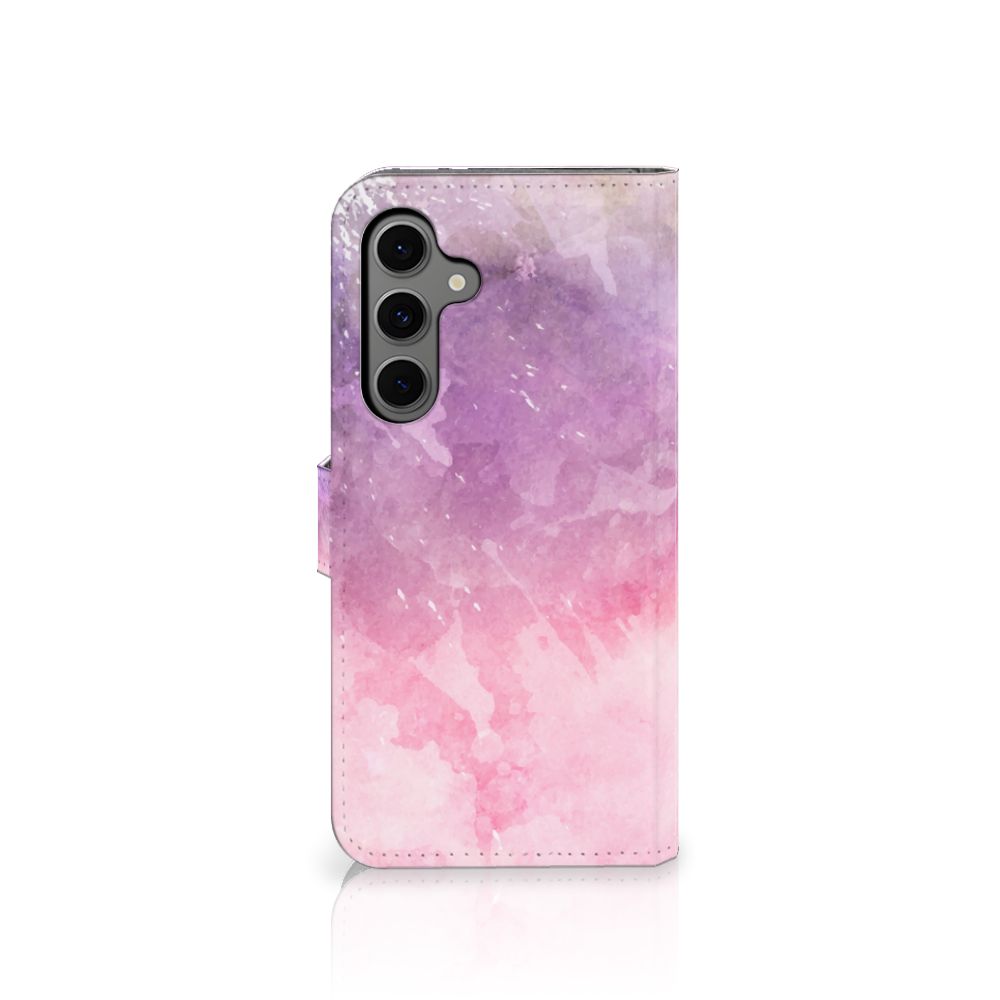 Hoesje Samsung Galaxy S24 FE Pink Purple Paint bookcase schilderachtig ontwerp vooraanzicht