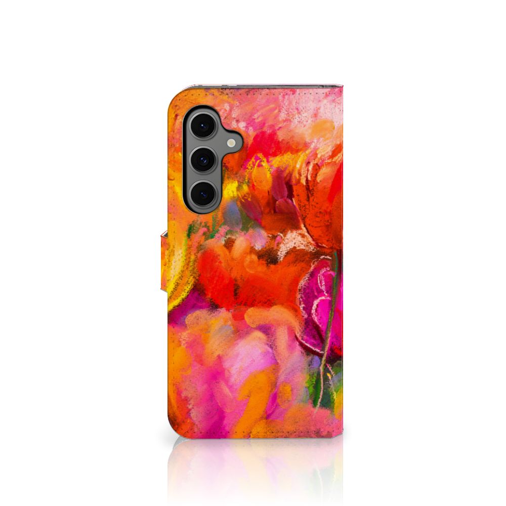Hoesje Samsung Galaxy S24 FE Tulips telefoonhoesje kleurrijk design bloemen aanzicht