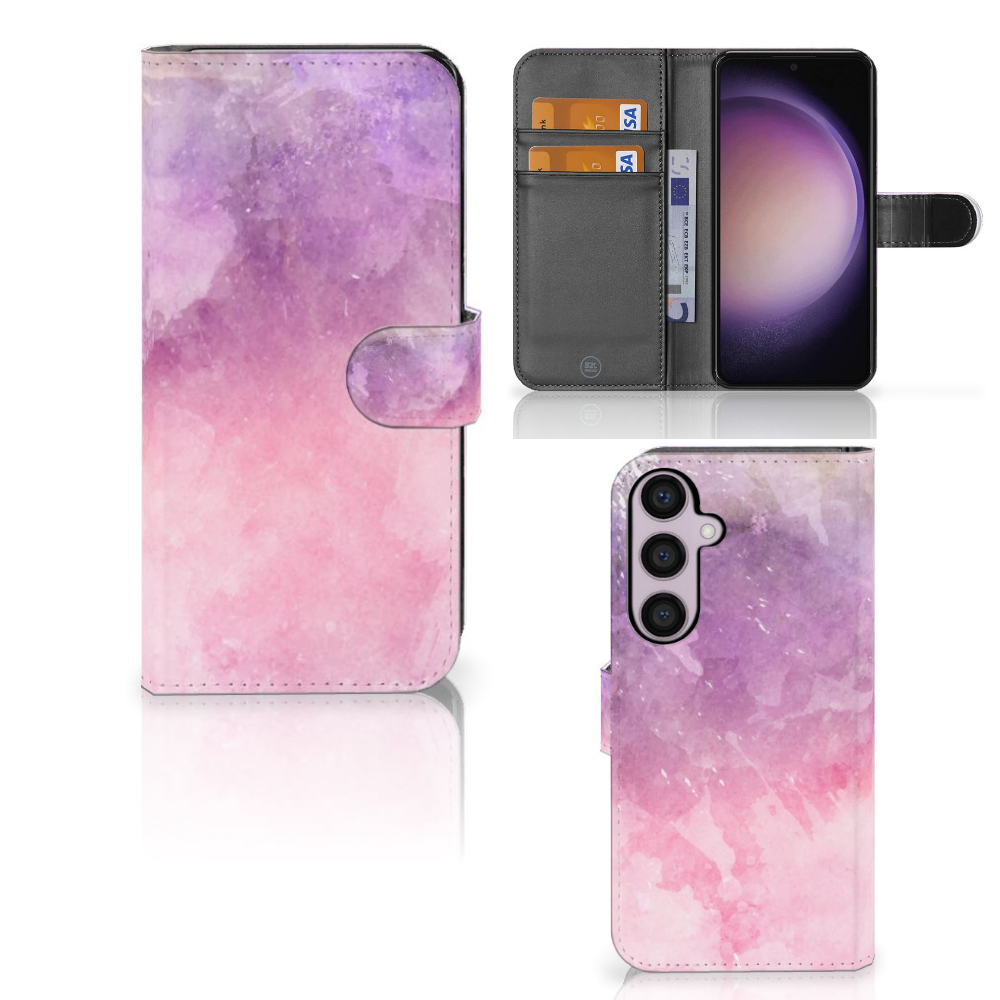 Hoesje Samsung Galaxy S24 Plus Pink Purple Paint bookcase model roze paars aanzicht