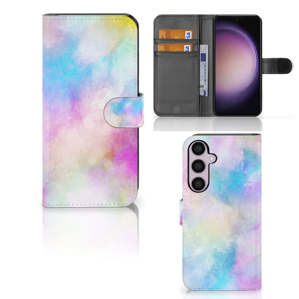 Hoesje Samsung Galaxy S24 Plus Watercolor Light met pasjeshouder in pastelkleuren.