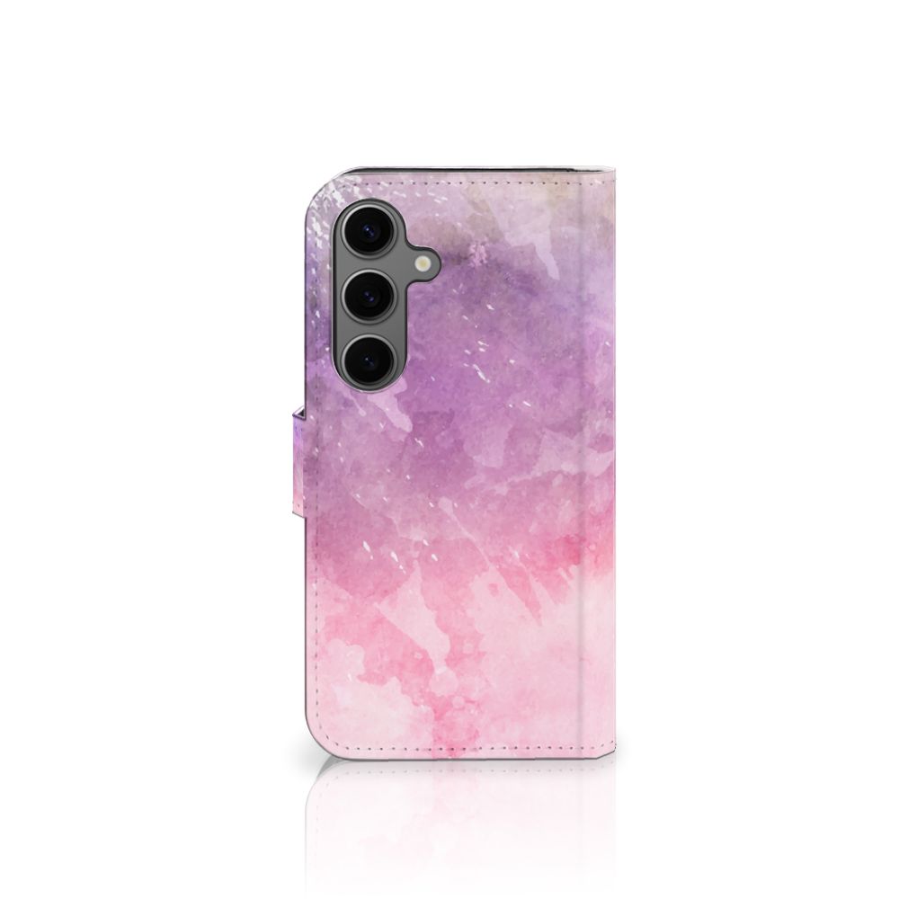 Samsung Galaxy S25 Hoesje Pink Purple Paint boekcase aanzicht