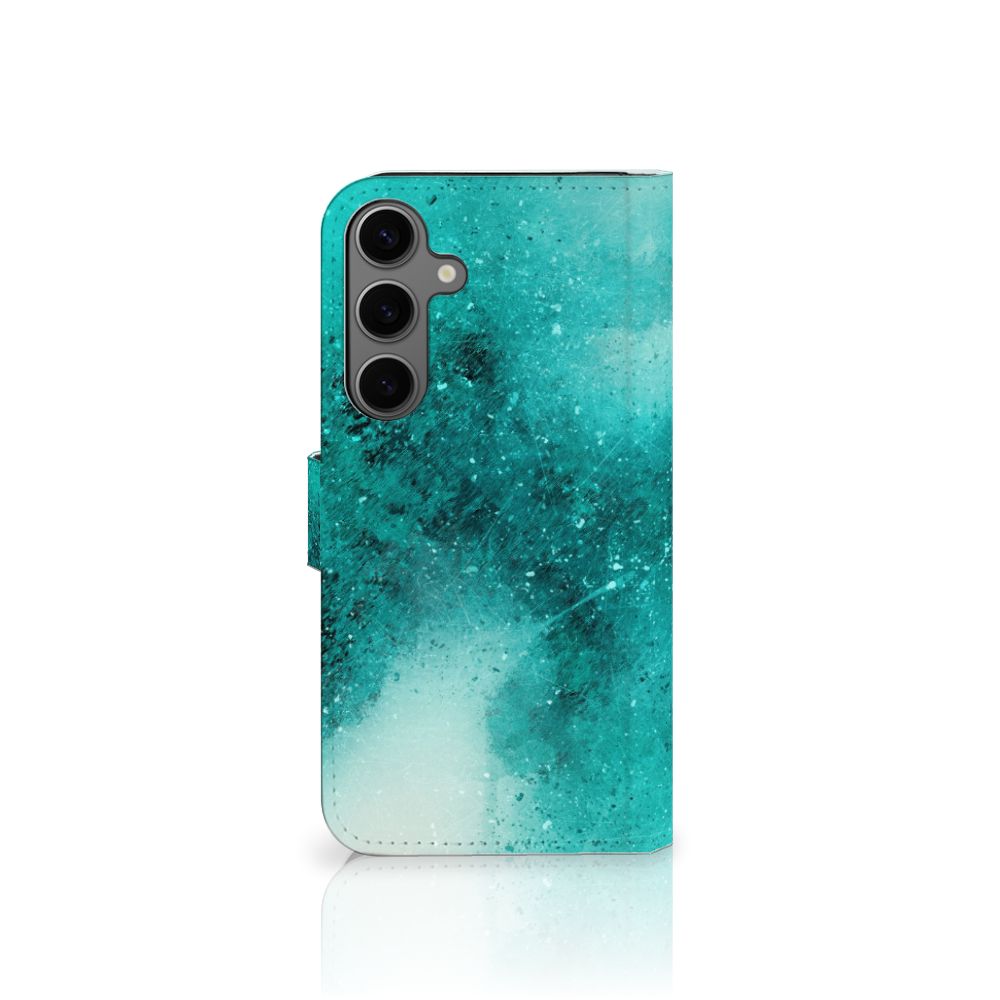 Samsung Galaxy S25 Plus hoesje Painting Blue aanzicht met abstract blauw design