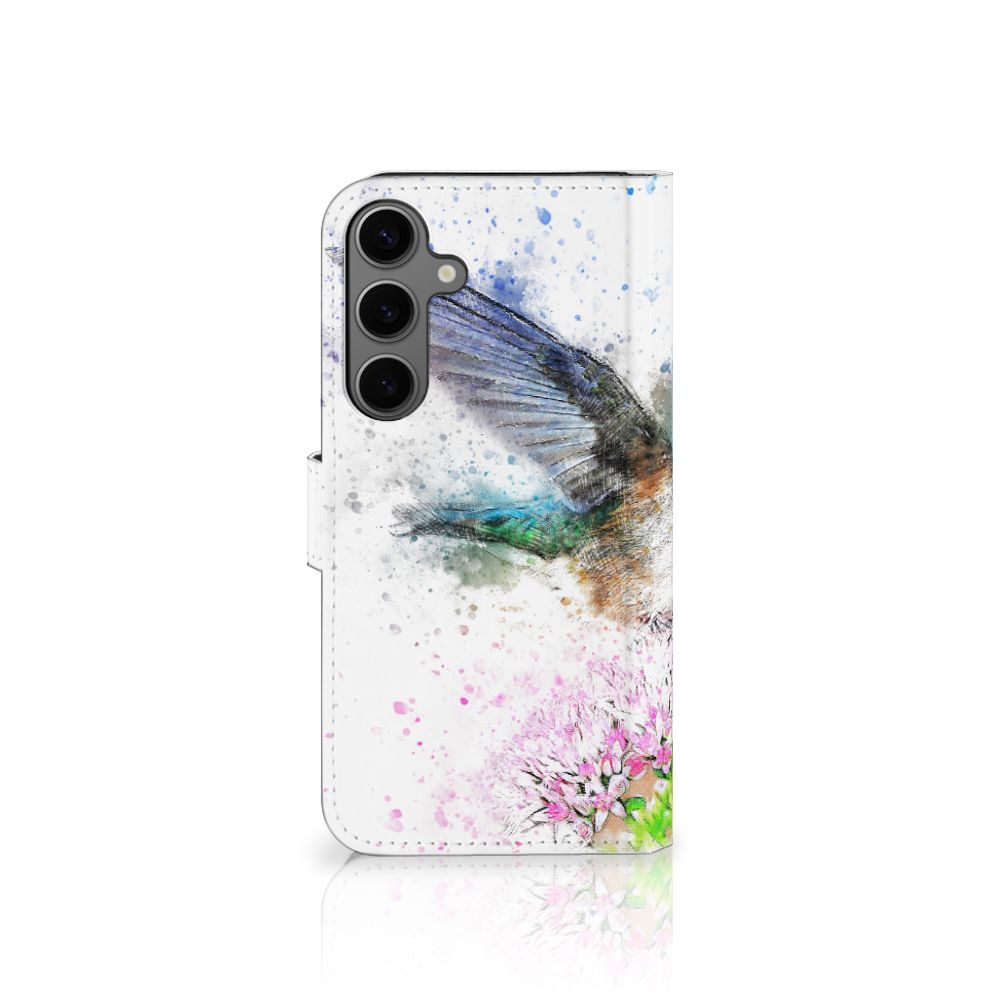 Samsung Galaxy S25 Plus Hoesje Vogel kolibrie bloemen design aanzicht