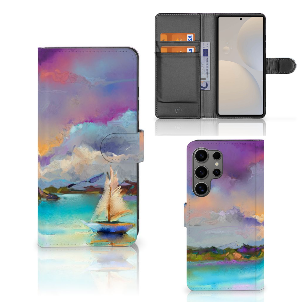 Hoesje Samsung Galaxy S25 Ultra Boat case abstract boot kleurrijk design voorzijde en achterzijde