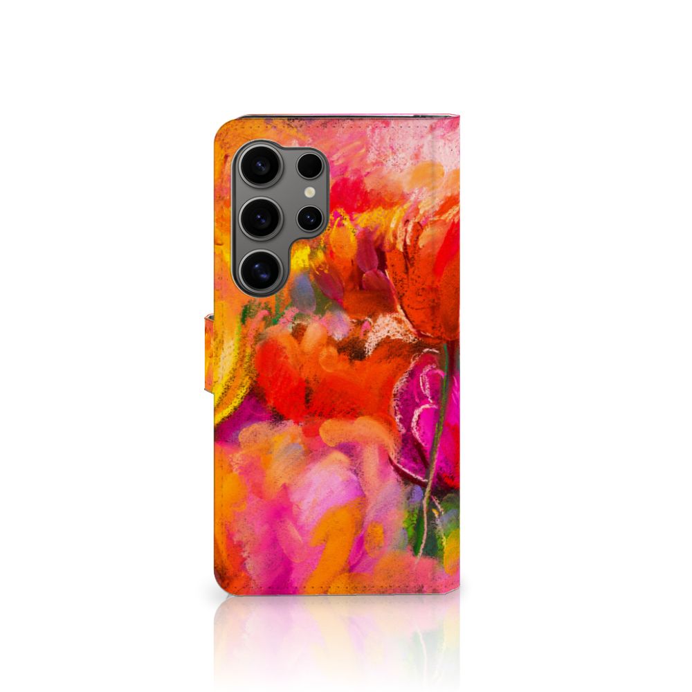 Hoesje Samsung Galaxy S25 Ultra Tulips telefoonhoesje artistiek design kleurrijk vooraanzicht