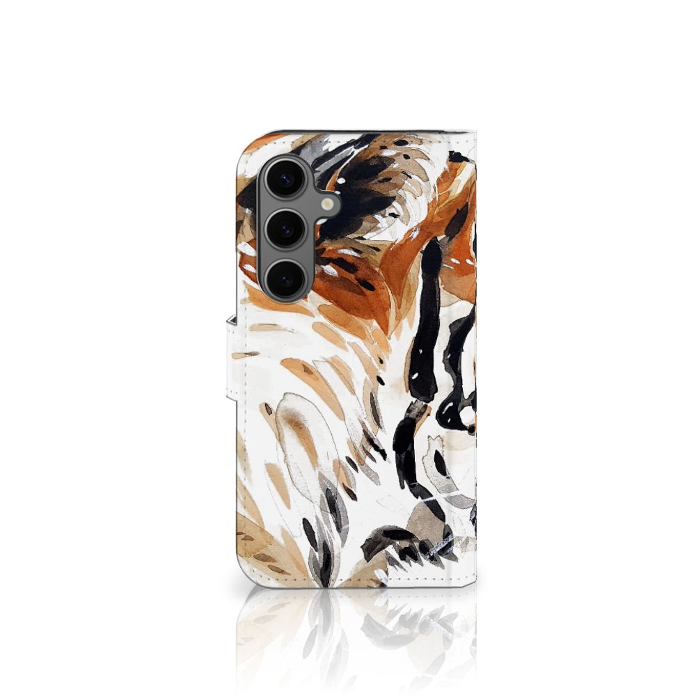 Hoesje Samsung Galaxy S25 Watercolor Tiger tijger design voorkant