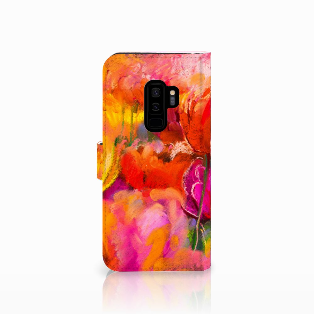 Hoesje Samsung Galaxy S9 Plus Tulips design Tulpen kleurrijk aanzicht