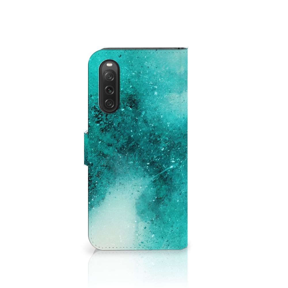 Sony Xperia 10 V Hoesje Painting Blue Aanzicht.