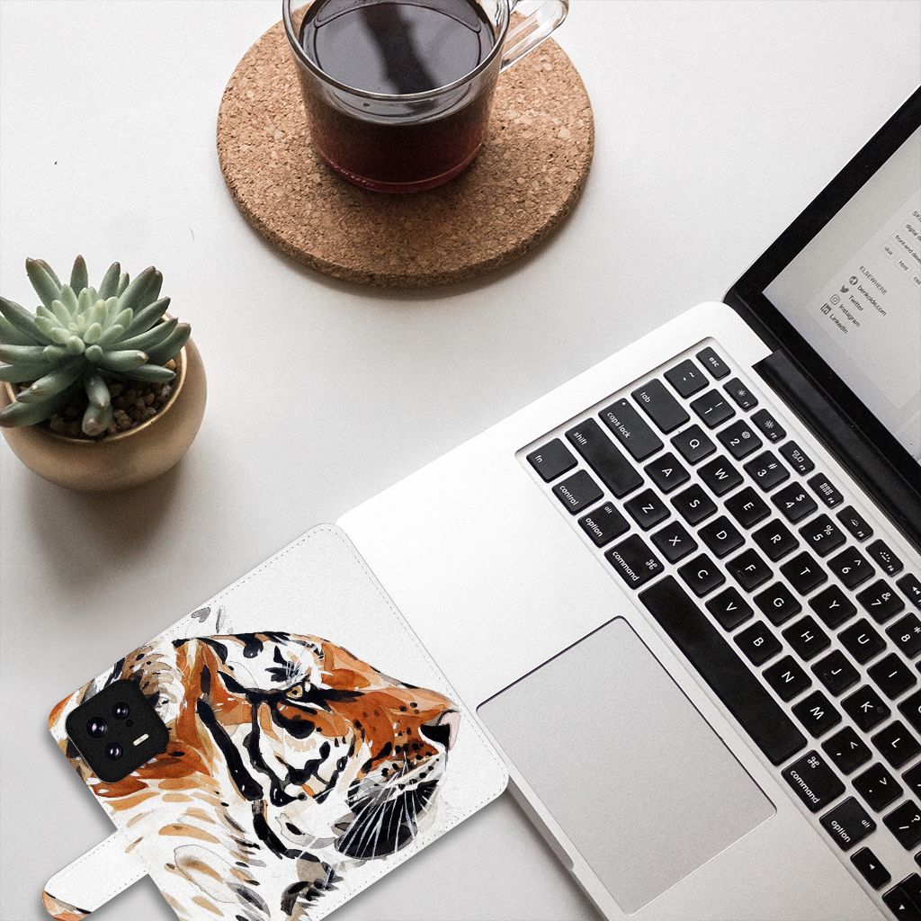 Hoesje Xiaomi 13 Watercolor Tiger design tijger aanzicht