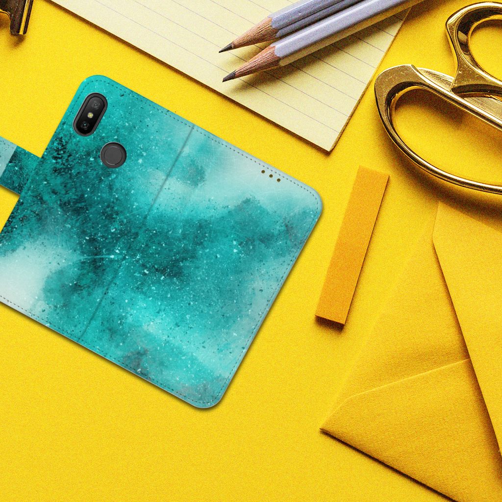 Hoesje Xiaomi Mi A2 Lite Painting Blue designnaam turquoise aanzicht