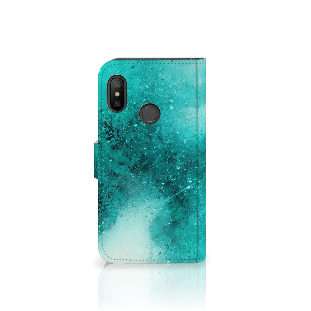 Xiaomi Mi A2 Lite Hoesje Painting Blue bookcase design aanzicht