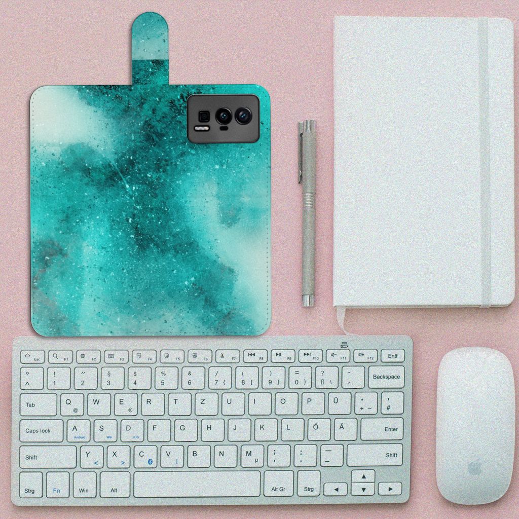 Xiaomi Poco F5 Pro Hoesje Painting Blue bovenaanzicht