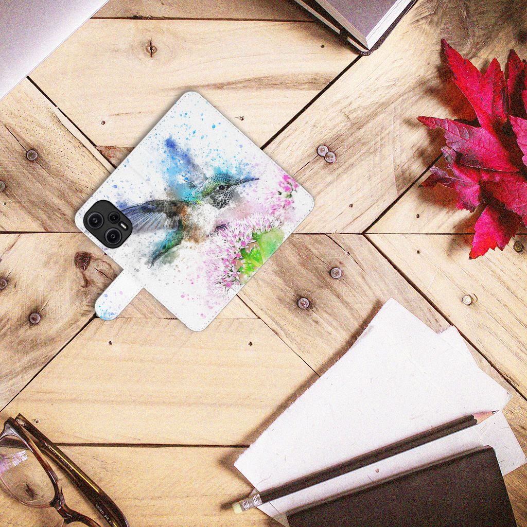 Hoesje Xiaomi Poco F5 Vogel artistiek kolibrie design aanzicht