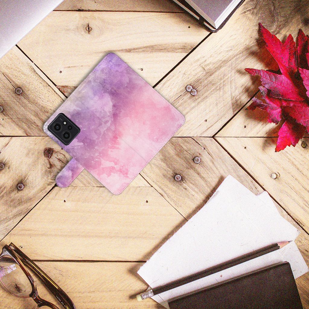 Hoesje Xiaomi Redmi Note 12 4G Pink Purple Paint design roze paars bovenaanzicht