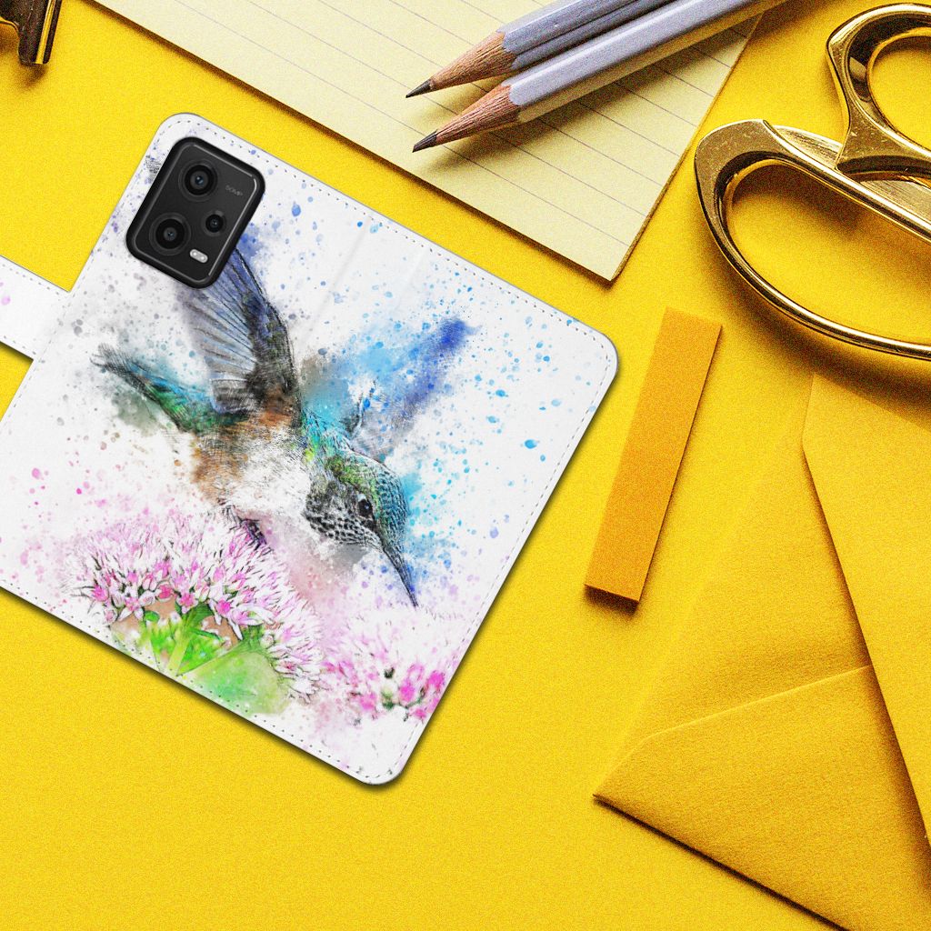 Hoesje Xiaomi Redmi Note 12 5G | Poco X5 Vogel kolibrie bloem design vooraanzicht