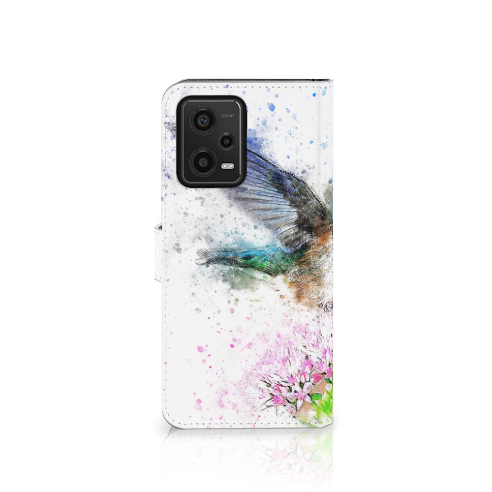 Hoesje Xiaomi Redmi Note 12 5G | Poco X5 Vogel kolibrie bloem design zijaanzicht