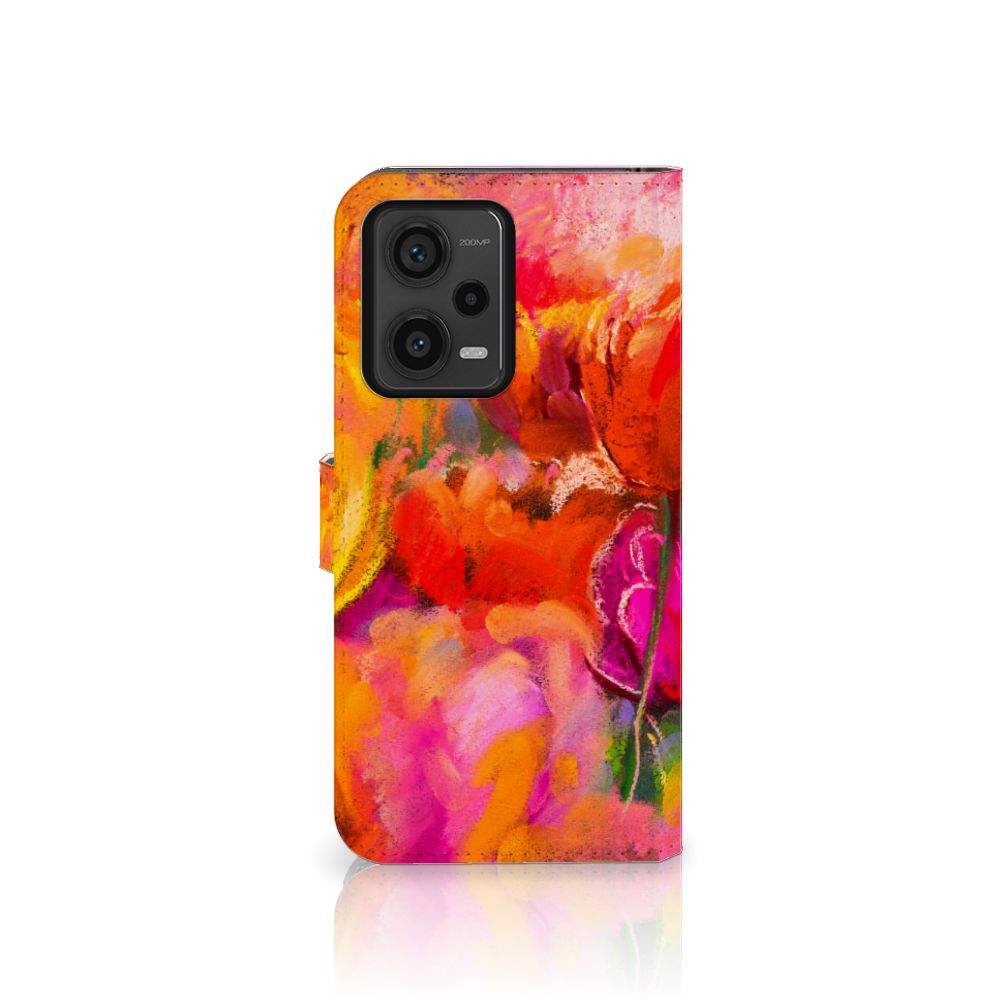 Hoesje Xiaomi Redmi Note 12 Pro Plus Tulips telefoonhoesje kleurrijk ontwerp bloemen aanzicht