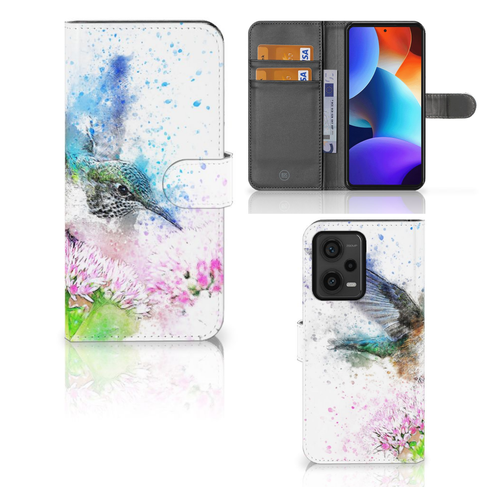 Hoesje Xiaomi Redmi Note 12 Pro Plus Vogel design kolibrie aanzicht