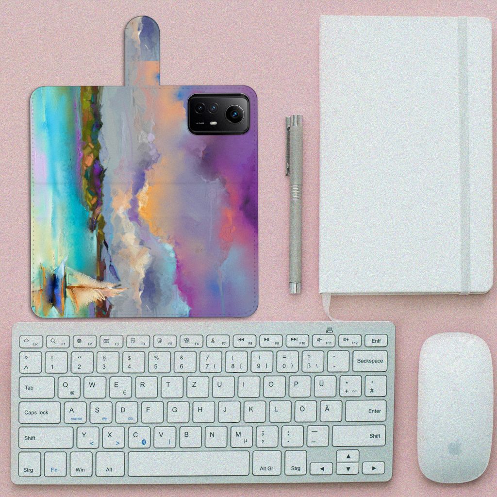 Hoesje Xiaomi Redmi Note 12S Boat artistiek design abstract aanzicht