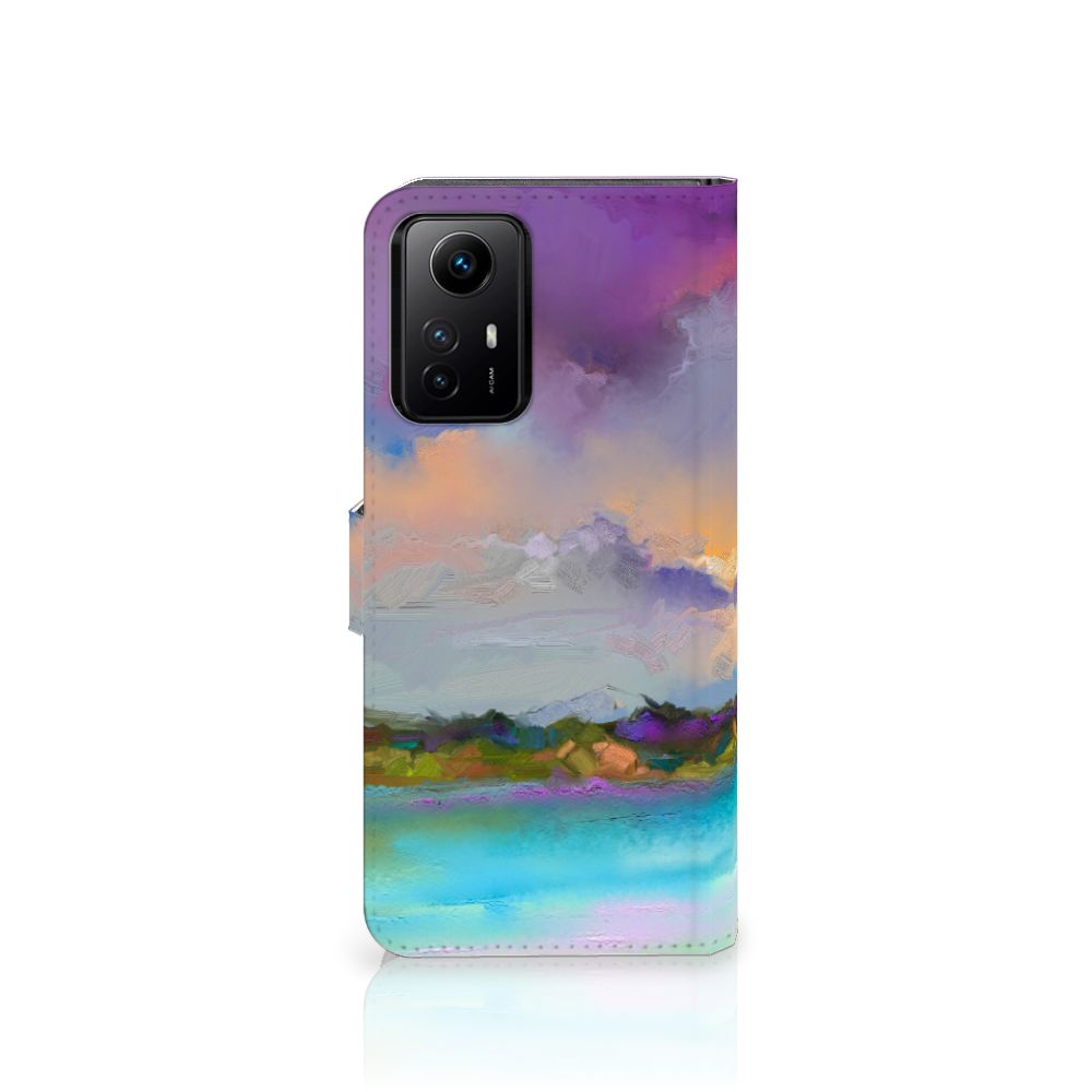 Hoesje Xiaomi Redmi Note 12S Boat designnaam abstracte kleuren aanzicht