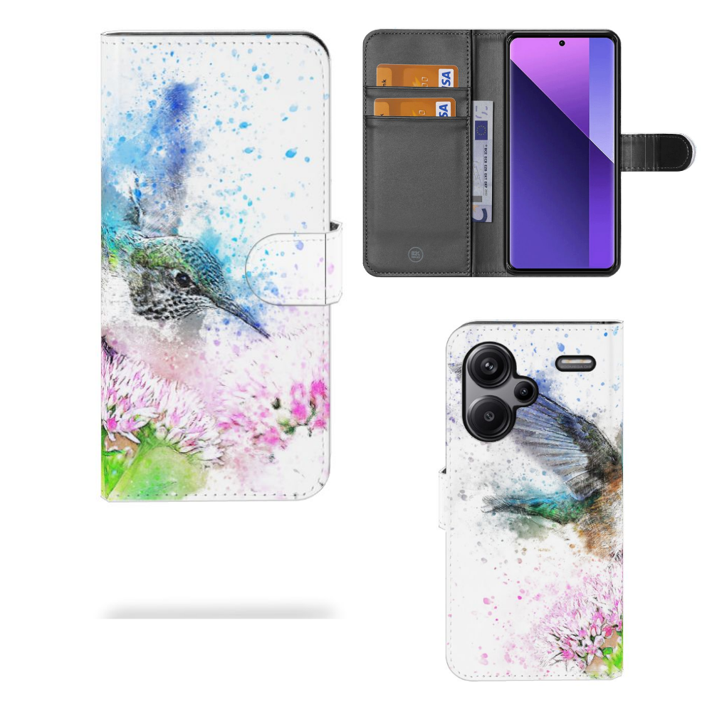 Hoesje Xiaomi Redmi Note 13 Pro Plus Vogel design kolibrie aanzicht