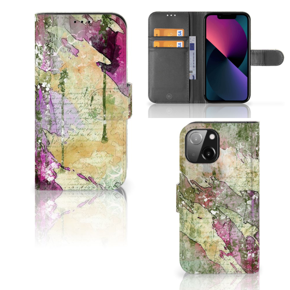 B2C Telecom Hoesje iPhone 13 Mini Letter Painting voorkant achterkant binnenkant