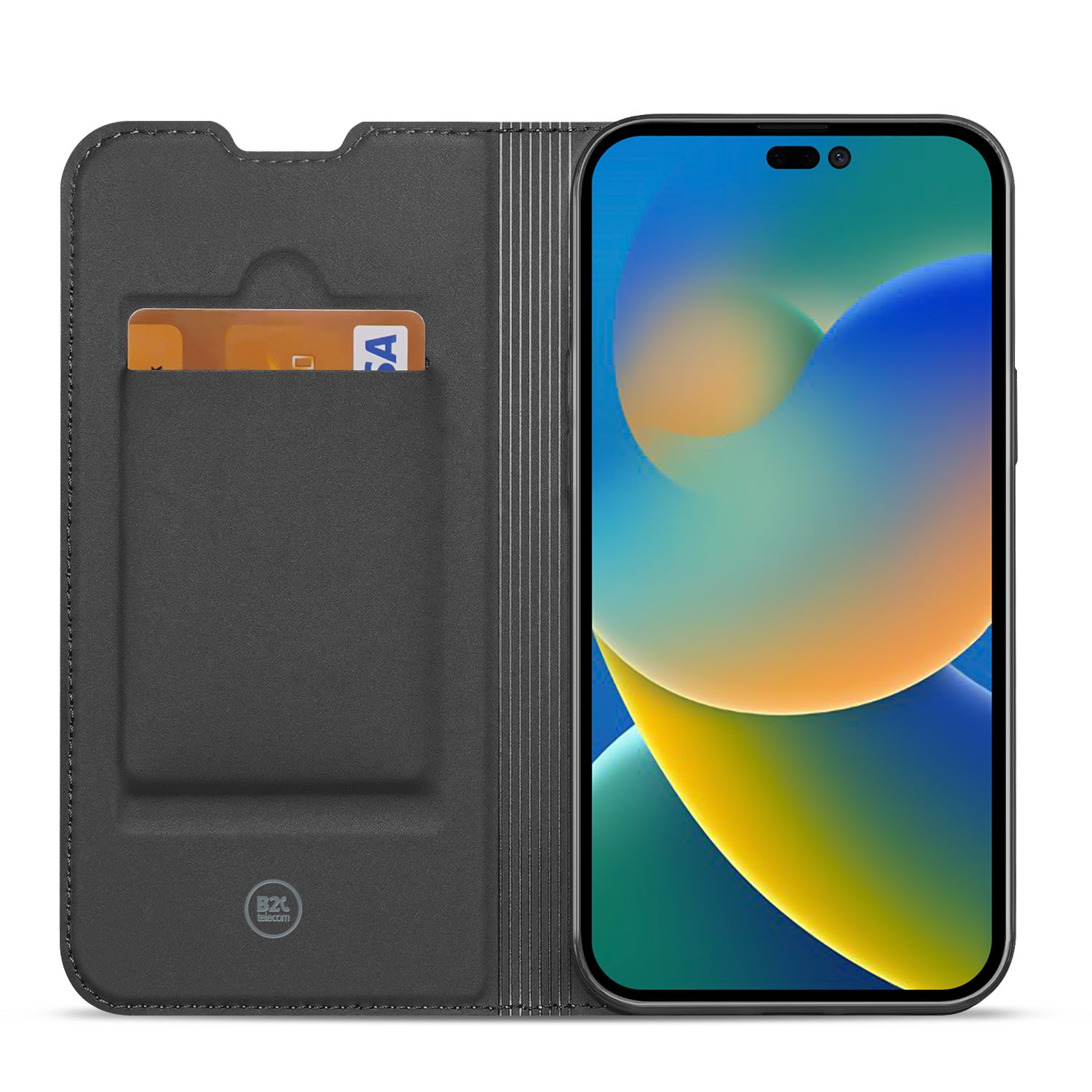 Apple iPhone 14 Pro Max Hoesje iPhone 14 Pro Max Bookcase Wit met Pashouder en Standaard voorkant