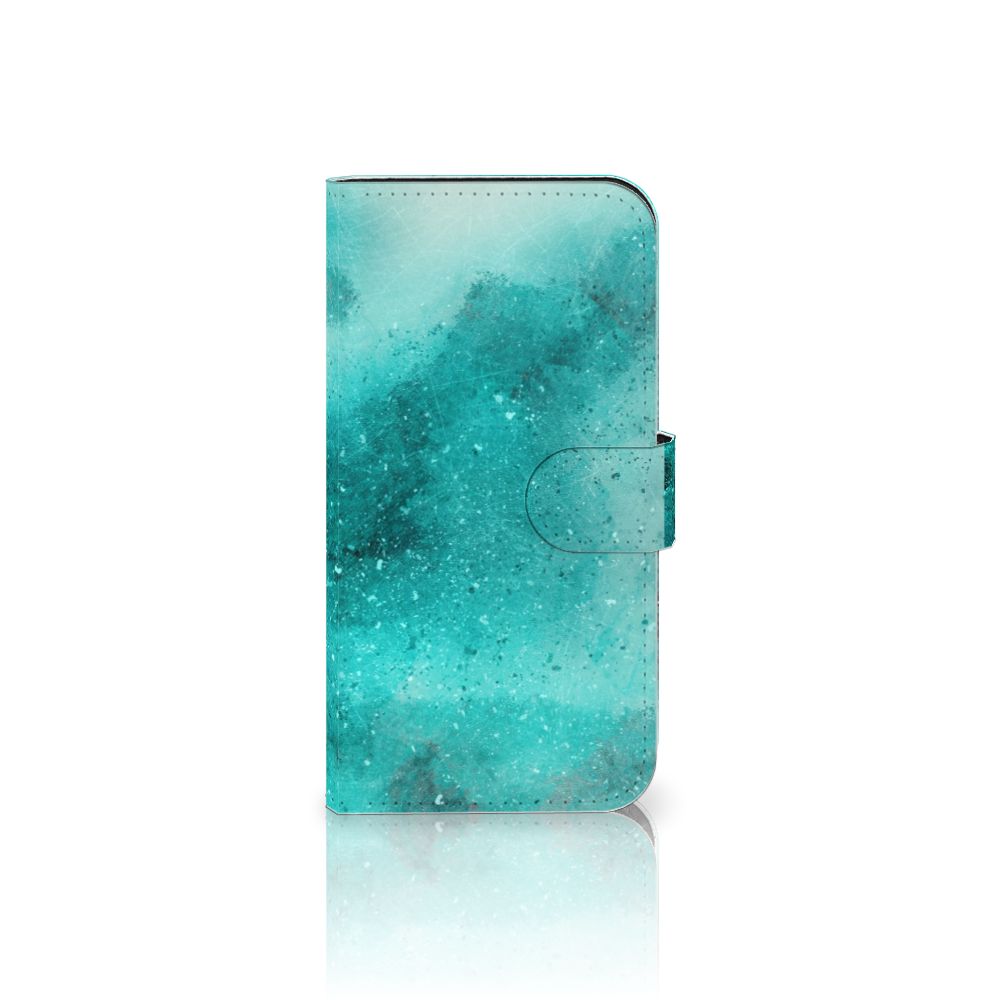 Hoesje iPhone 15 Painting Blue met prachtig blauw palet design, ideaal voor 3 pasjes.