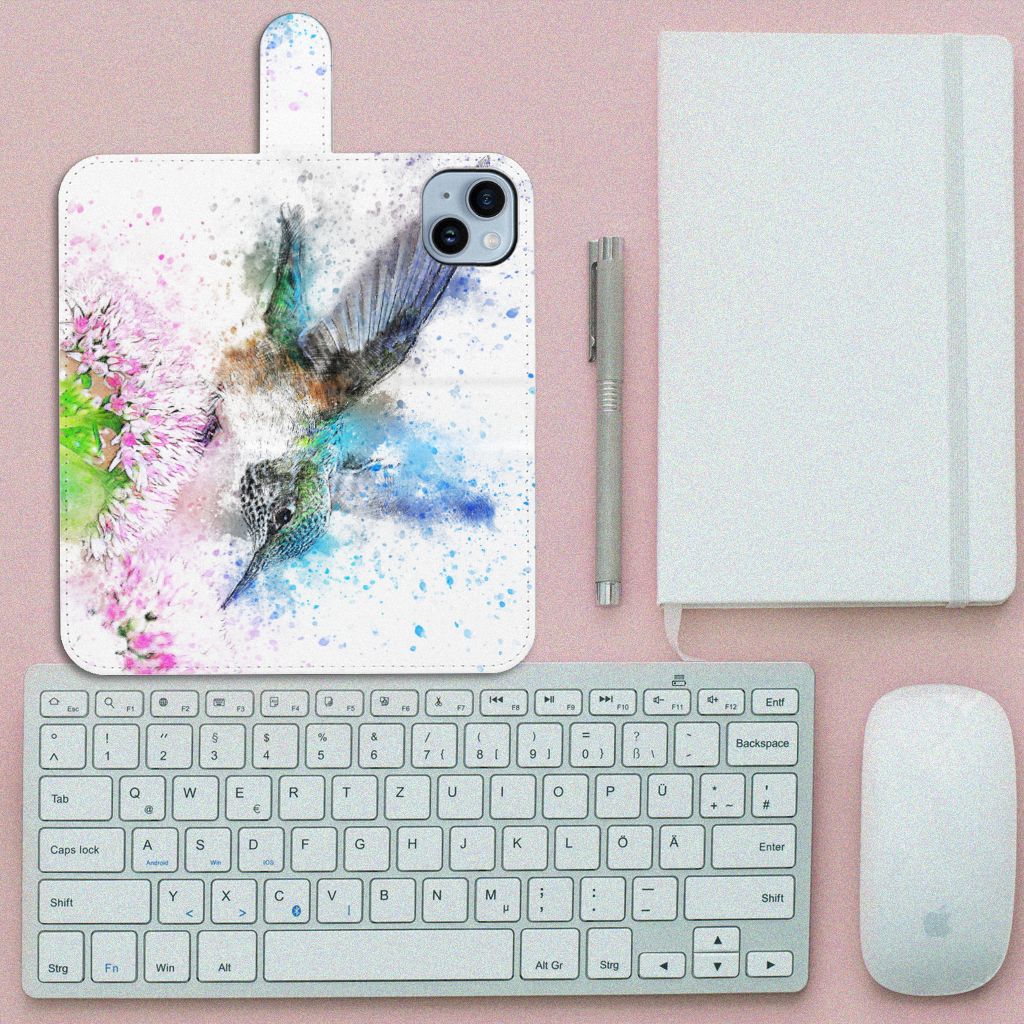 Apple iPhone 15 Plus Hoesje Vogel kolibrie aanzicht