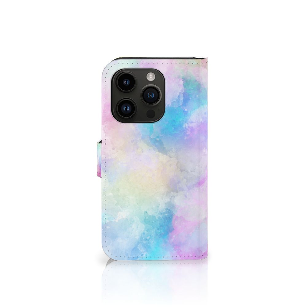 Hoesje iPhone 15 Pro Watercolor Light met een kleurrijk pastel ontwerp voor unieke uitstraling.