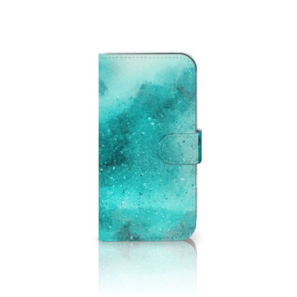 Hoesje iPhone 16 Painting Blue boek hoesje turquoise design voorkant