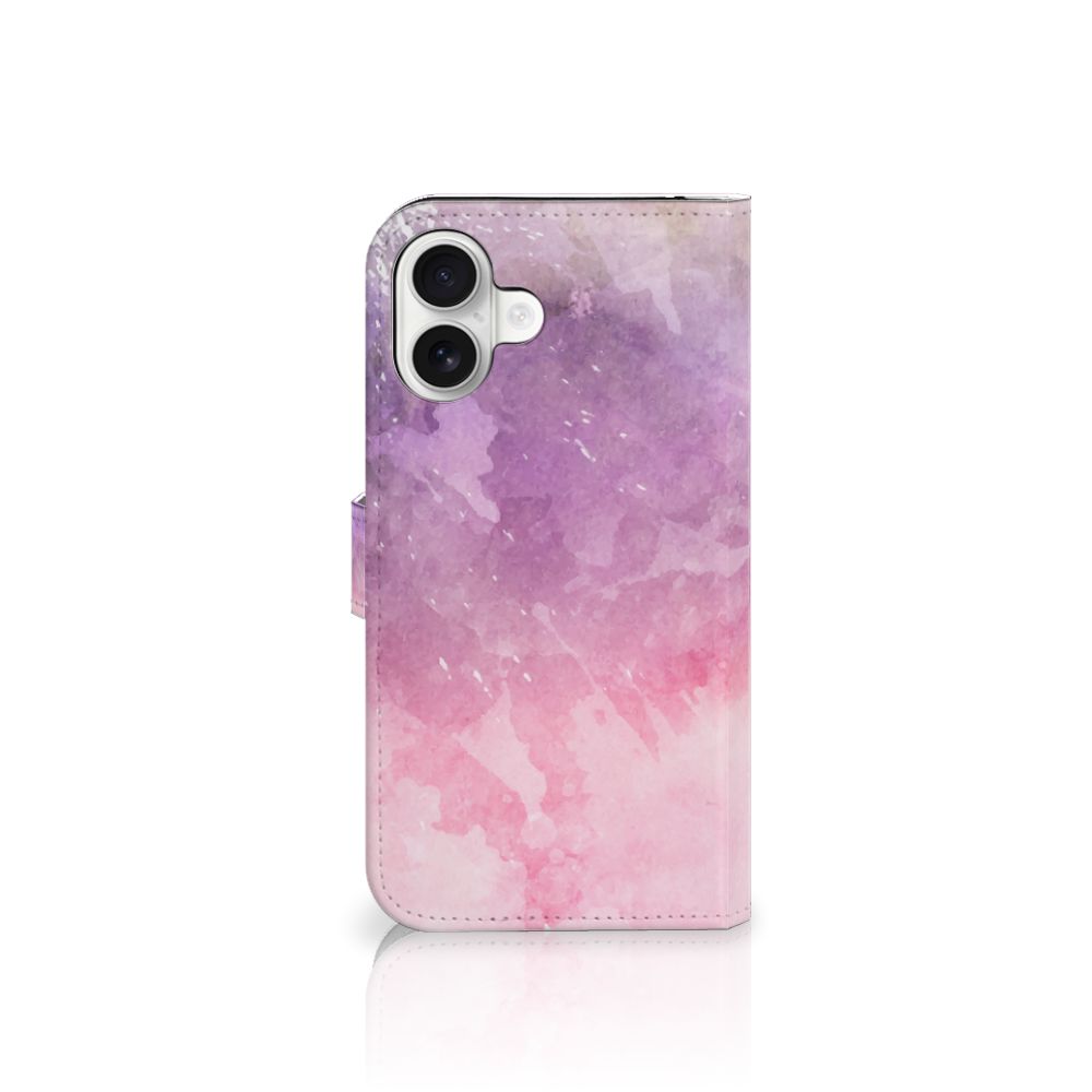 Hoesje iPhone 16 Plus Pink Purple Paint bookcase model roze paars schilderachtig aanzicht