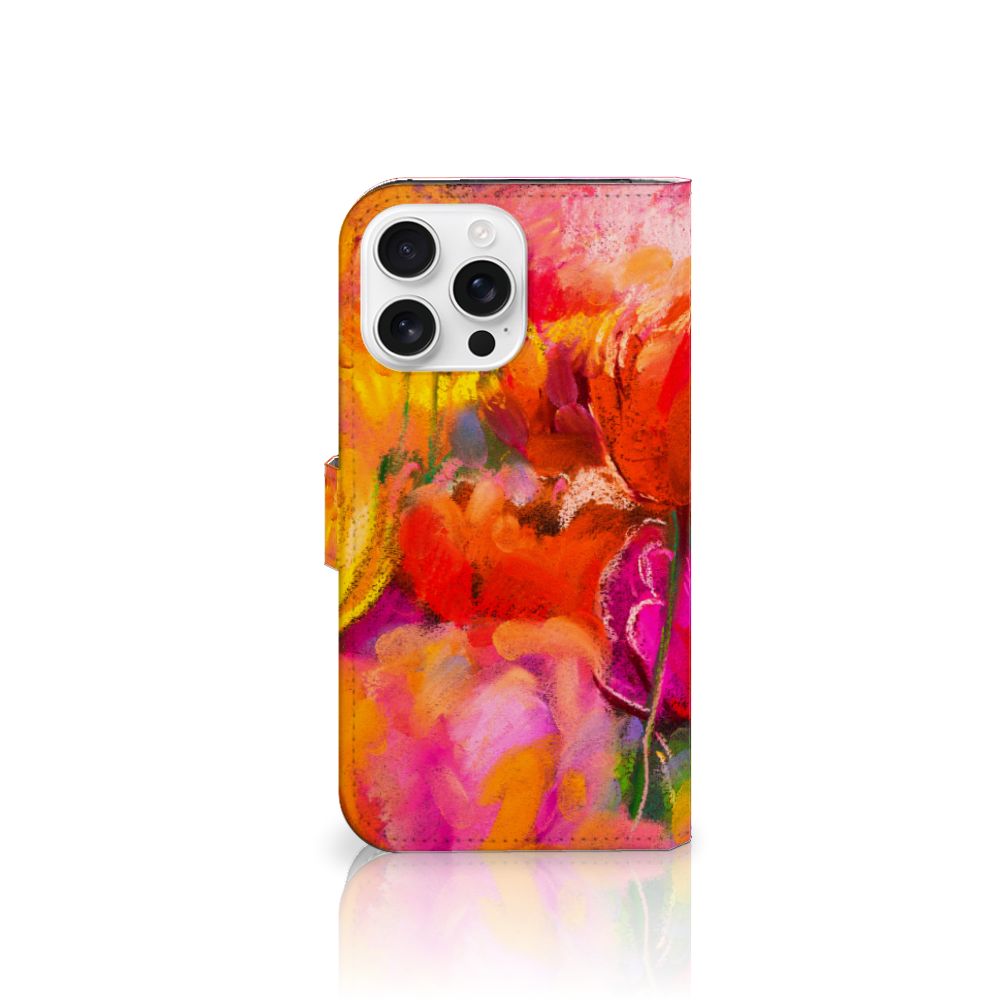 Hoesje iPhone 16 Pro Max Tulips telefoonhoesje kleurrijk ontwerp voorkant