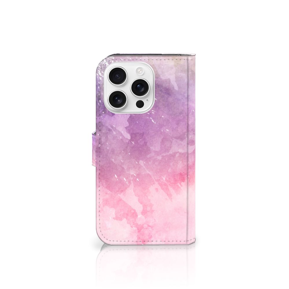 Apple iPhone 16 Pro Hoesje iPhone 16 Pro Pink Purple Paint boekcase roze paars schilderachtig