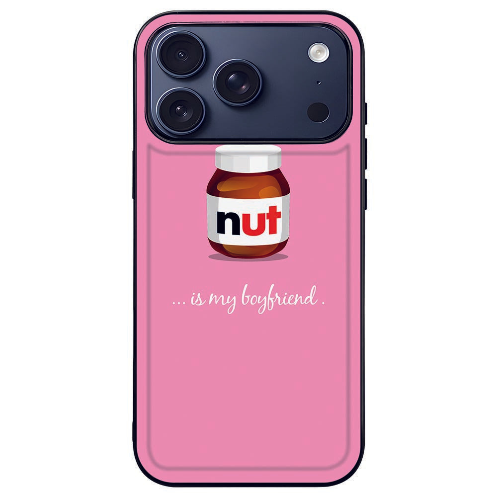 Hoesje iPhone 17 Pro Max Nut Boyfriend Zwart TPU Randen roze ontwerp achterkant