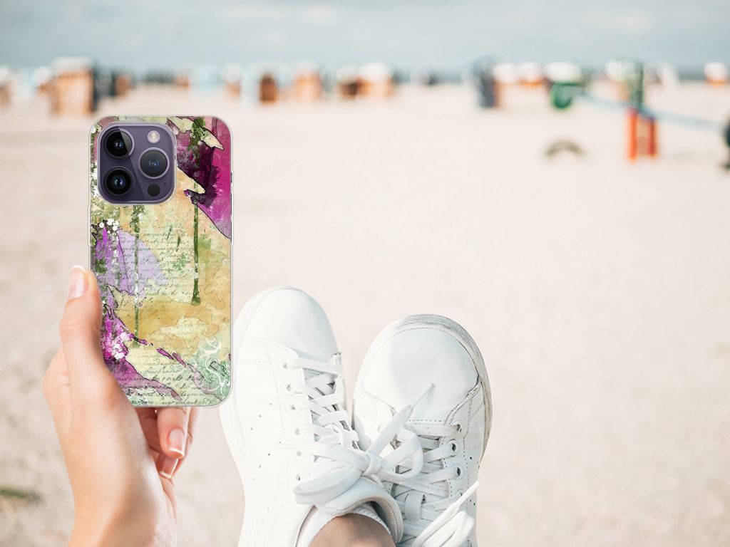 Apple iPhone 14 Pro Hoesje maken Letter Painting hand strand view