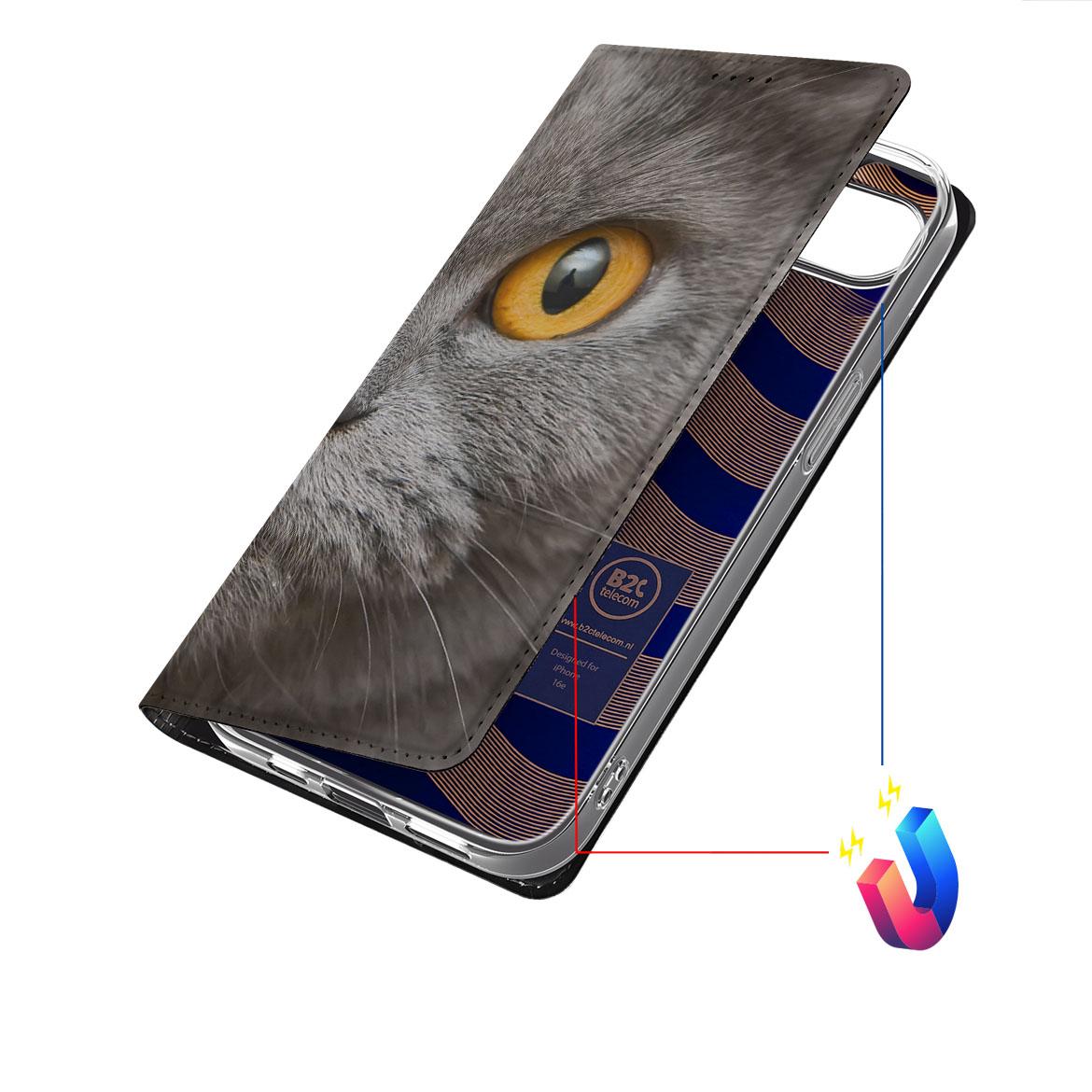Hoesje maken Apple iPhone 16e Britse Korthaar kattenoog aanzicht