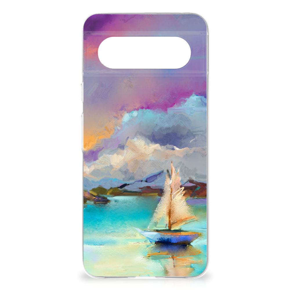 Hoesje maken Google Pixel 8 Boat telefoonhoesje abstract kunst boot meer