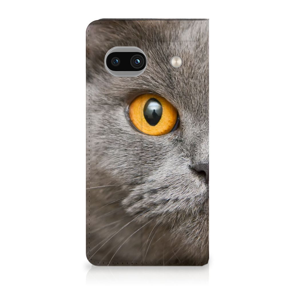 Hoesje maken Google Pixel 8A Britse Korthaar kat close-up ontwerp voorkant